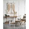 Set of 2 Feather Wing Wall Panels with Distressed White Finish, Rectangle Hanging Wall Art, 42" x 15.5"