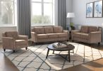 Fashionable living room sofa for 3 people, Brown velvet fabric