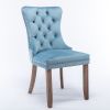 Nikki Collection Modern, High-end Tufted Solid Wood Contemporary Velvet Upholstered Dining Chair with Wood Legs Nailhead Trim 2-Pcs Set,Light Blue, SW