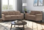 Fashionable living room sofa for 3 people, Brown velvet fabric