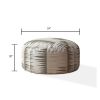 Indoor BANDELIER Blue/Taupe/Camel Tan Round Zipper Pouf - Cover Only - 24in dia x 20in tall