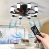 21.7 inch Ceiling Fan Light - Windmill-shaped Flush Mount Ceiling Fan with Light with Remote Control and Timer,Black