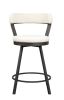 Metal Base 24-inch Counter Height Chairs Set of 2pc White Seat 360-degree Swivel Faux Leather Upholstered Dining Room Furniture