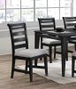 Modern 2pc Dining Chairs Black Ladder Back Frame Upholstered Cushion Seat Rubberwood Kitchen Dining Room