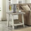 Athens Contemporary 3-Piece Wood Shelf Coffee Table Set in Weathered Gray and Beige