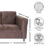 Dark Brown Suede Sofa, Modern 3-Seater Sofas Couches for Living Room, Bedroom, Office, and Apartment with Solid Wood Frame