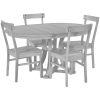 TOPMAX 5-Piece Rustic Round Pedestal Extendable Dining Table Set with 15.7" Removable Leaf and Simple Dining Chirs for Small Places, Gray