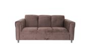 Dark Brown Suede Sofa, Modern 3-Seater Sofas Couches for Living Room, Bedroom, Office, and Apartment with Solid Wood Frame