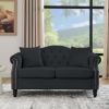 57" Chesterfield Sofa Black Velvet for Living Room, 2 Seater Sofa Tufted Couch with Rolled Arms and Nailhead for Living Room, Bedroom, Office, Apartme