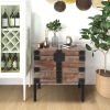 Antique Reclaimed Wood Gray Trunk Table And Side Table S/3 with Large Storage Dress Up Your Liviing Room