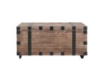 Antique Reclaimed Wood Gray Trunk Table And Side Table S/3 with Large Storage Dress Up Your Liviing Room