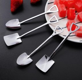 Dessert Spoon Set, 4 Pcs 4.8 Shovel Shape Stainless Steel Spoons, Ice Cream Fruit Spoon For Home, Kitchen Or Restaurant By Aliotech (Color: White)