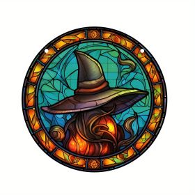 1pc Halloween Crow Witch Decoration Crafts,Fall Crow Witch Stained Suncatcher Black Bird Decorative Window Hanging Ornament, Stained Suncatcher (Model: YKL2307356C)