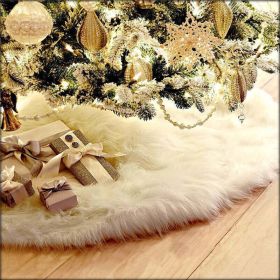 White Christmas Tree Skirt Base Faux Fur Xmas Floor Mat Ornaments Decoration (size: 122cm)