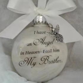 In Heaven Relatives Name Ornament, Keepsake Feather Plastic Ball Christmas Tree Charm Hanging (Color: Brother)