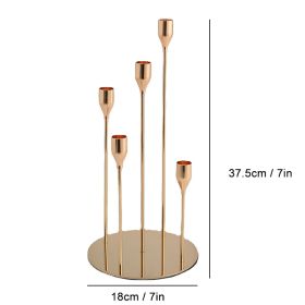 5 Head Luxury Metal Candle Holders Exquisite Candlestick Candle Stand Wedding Table Centerpieces Christmas Home Party Decoration (Color: 5 heads Gold, Ships From: CN)