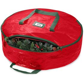 Christmas Wreath Storage Container, Waterproof Plastic Wreath Storage Bag (Color: Red, size: 90*20cm)