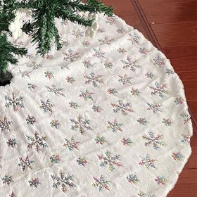 Christmas Tree Skirt, Jacquard Cashmere Snow Flake Xmas Holiday Decoration Ornament (Color: White 3, size: 90cm)