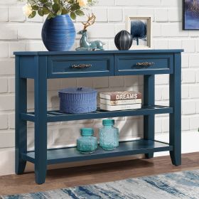 Console Sofa Table with 2 Storage Drawers and 2 Tiers Shelves (Color: as Pic)