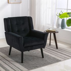 Modern Soft Velvet Material Ergonomics Accent Chair Living Room Chair Bedroom Chair Home Chair With Black Legs For Indoor Home (Color: Black)