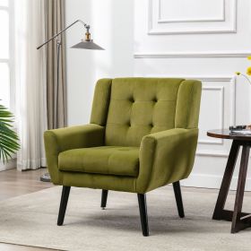 Modern Soft Velvet Material Ergonomics Accent Chair Living Room Chair Bedroom Chair Home Chair With Black Legs For Indoor Home (Color: Green)