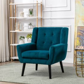 Modern Soft Velvet Material Ergonomics Accent Chair Living Room Chair Bedroom Chair Home Chair With Black Legs For Indoor Home (Color: Teal)