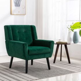 Modern Soft Velvet Material Ergonomics Accent Chair Living Room Chair Bedroom Chair Home Chair With Black Legs For Indoor Home (Color: Retro Green)