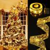 1pc New Years Christmas Lights; New Years Christmas Decoration Golden Christmas Ribbon Fairy Lights