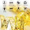 1pc New Years Christmas Lights; New Years Christmas Decoration Golden Christmas Ribbon Fairy Lights