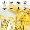 1pc New Years Christmas Lights; New Years Christmas Decoration Golden Christmas Ribbon Fairy Lights